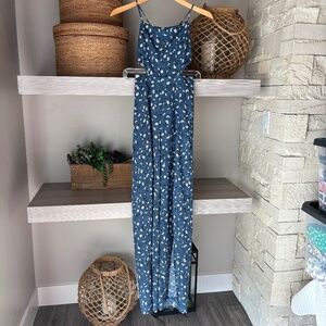 Cami Jumpsuit with Cut-outs & CrissXCross Spaghetti Straps & Leg Showing Slits